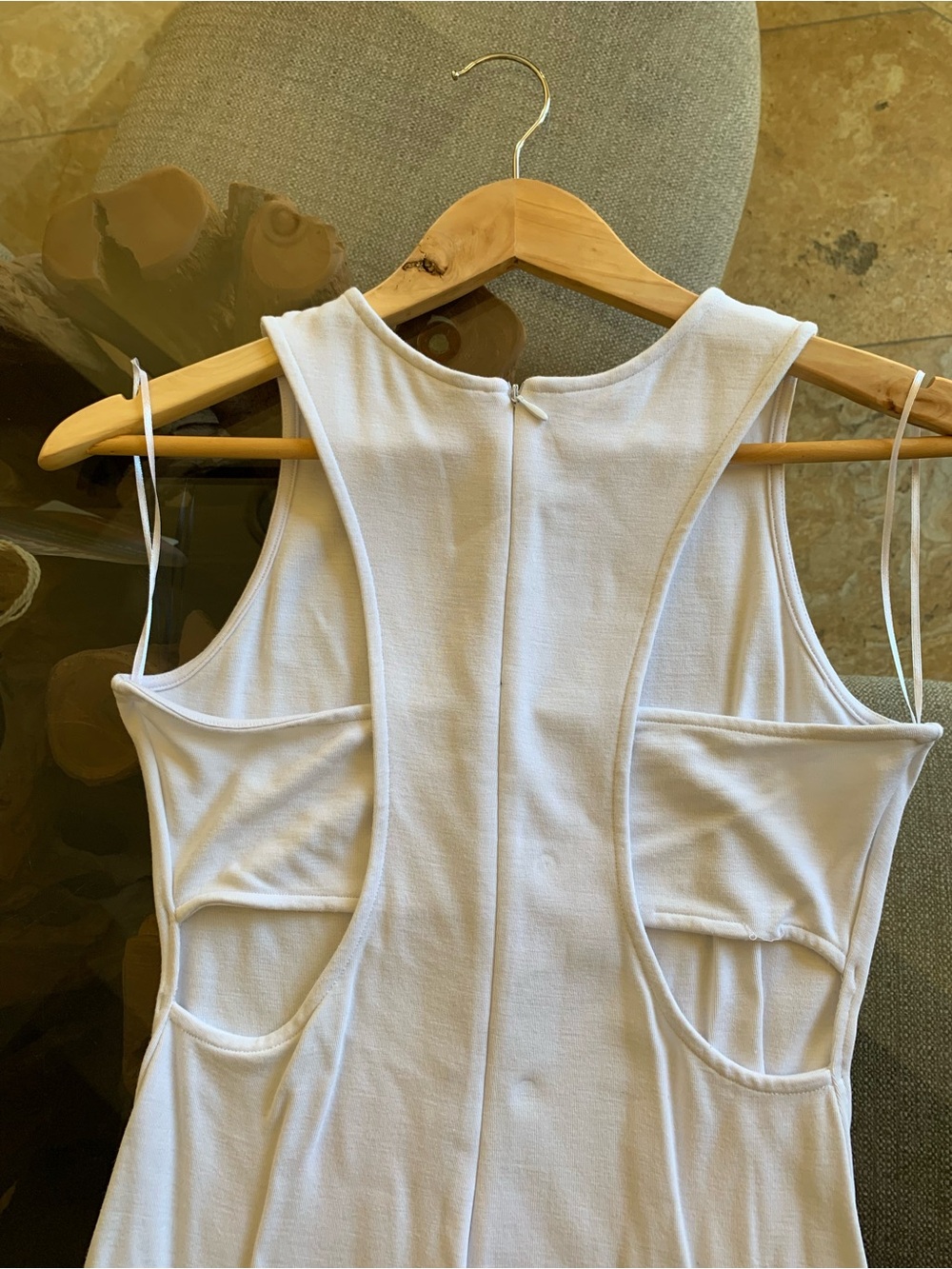 Armani Exchange White Racerback Kids One-Piece with Side Cutouts